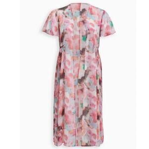 Torrid Pink Multi Watercolor Tie Dye Chiffon Tie Front Kimono Sz.00